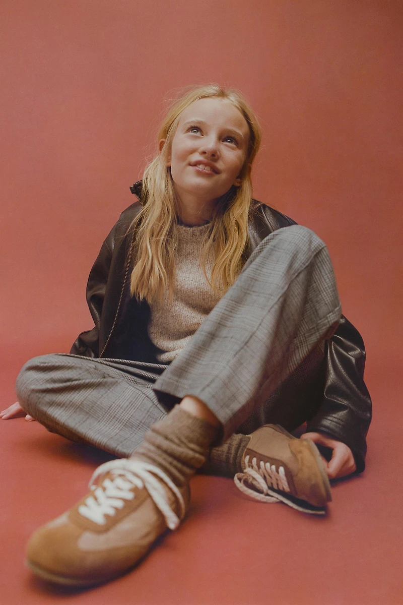 WARM PLAID BARREL PANTS