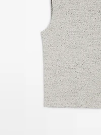 Sleeveless cotton blend T-shirt