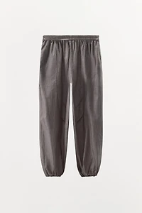STRIPED PAPER BAG WAIST PANTS