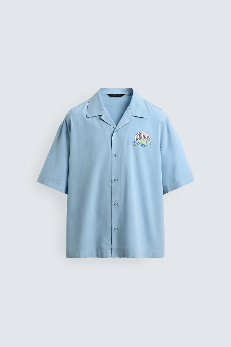 RELAXED FIT LYOCELL - COTTON PRINTED SHIRT