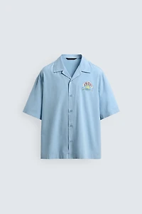 RELAXED FIT LYOCELL - COTTON PRINTED SHIRT