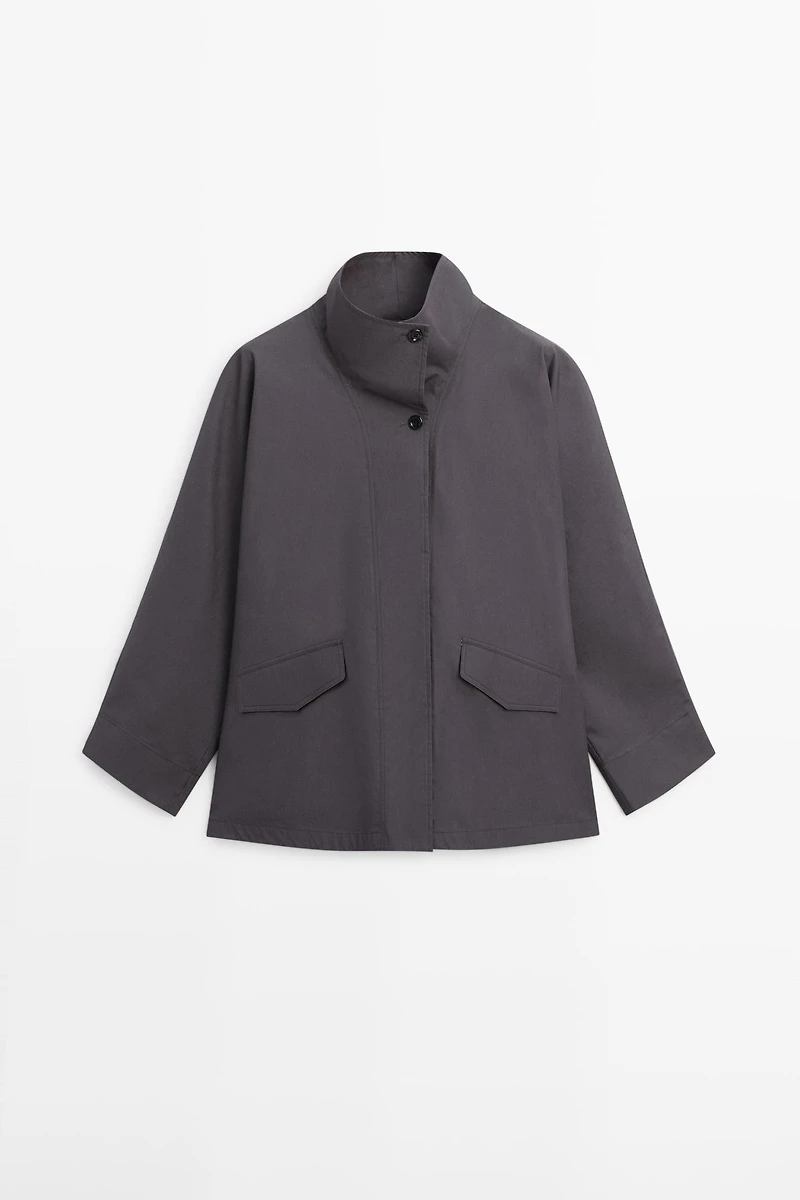 Short cotton cape jacket