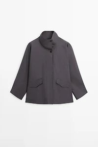 Short cotton cape jacket