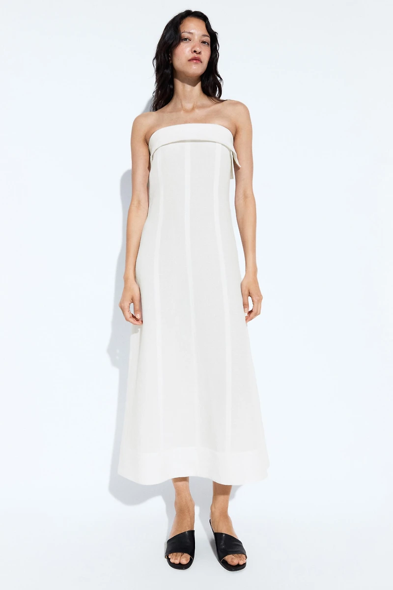 Linen strapless midi dress