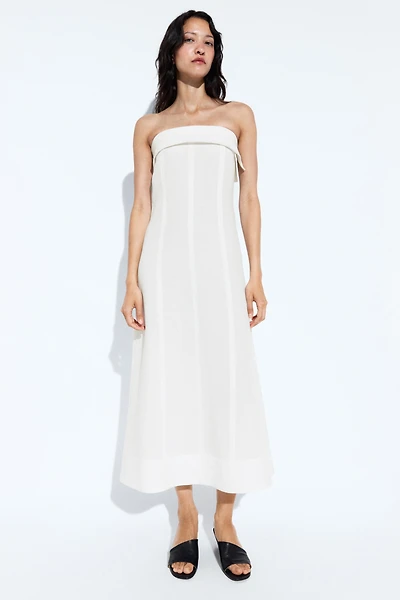 Linen strapless midi dress