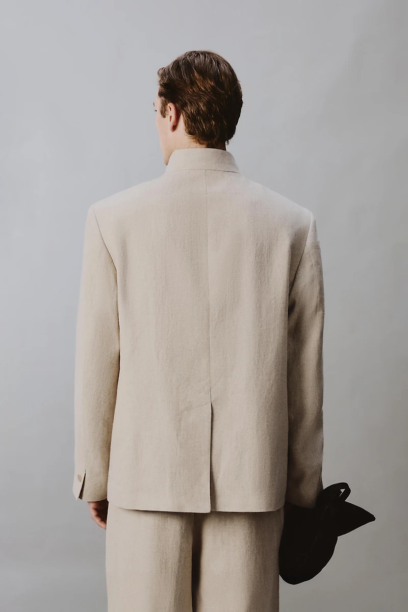 RELAXED FIT DOUBLE BREASTED SUIT BLAZER