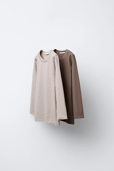 TWO-PACK OF CONTRAST OVERLOCK T-SHIRTS