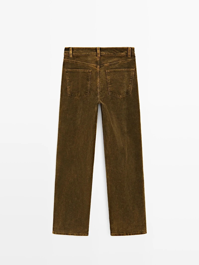 Pantalon straight sulfurous dye en velours côtelé