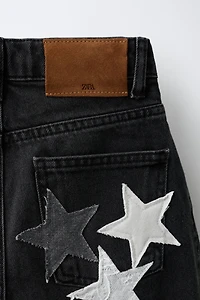 Star Patch Barrel Jeans