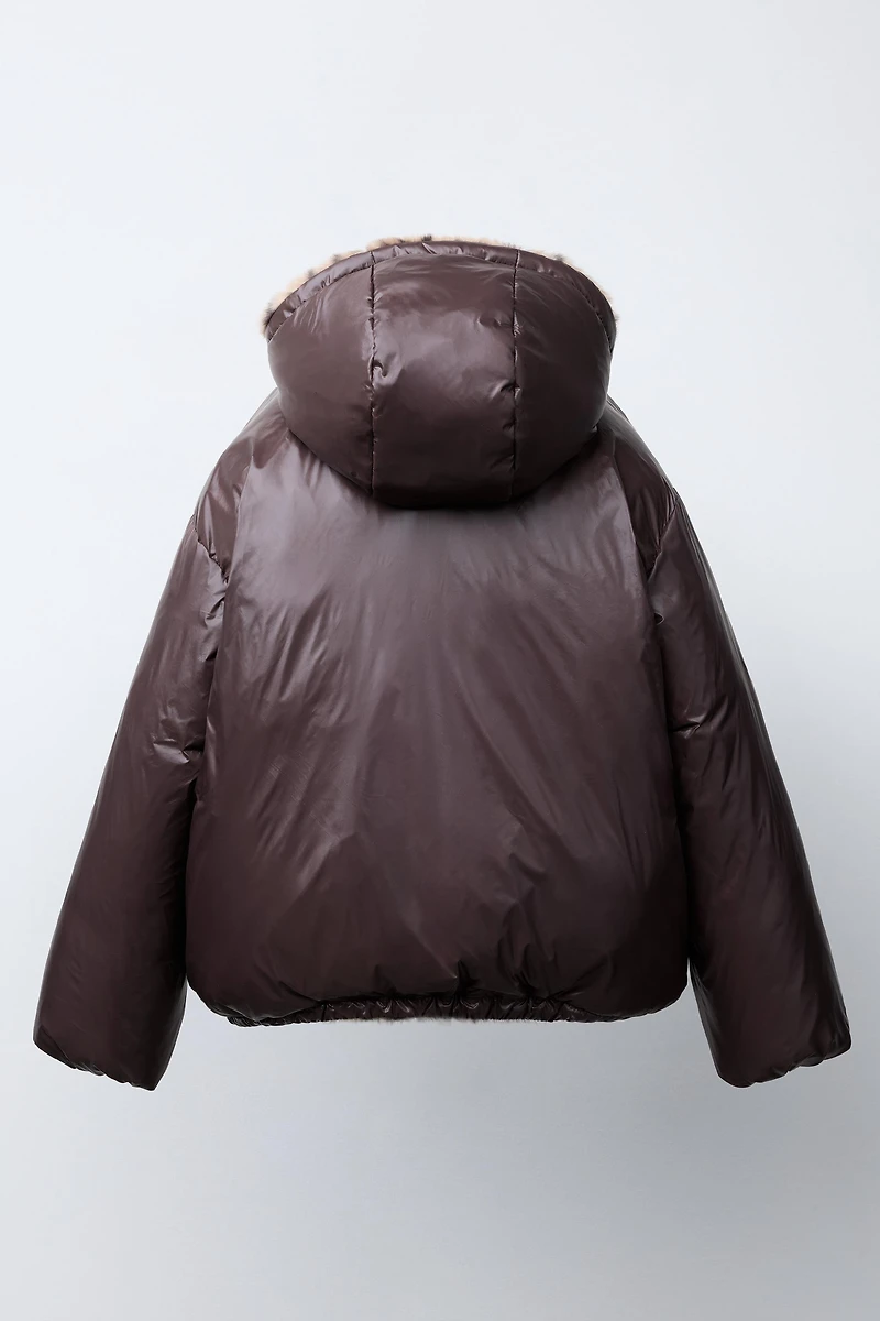 REVERSIBLE FAUX FUR ANIMAL PRINT JACKET