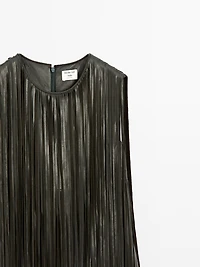 Short nappa leather dress with fringing - Studio