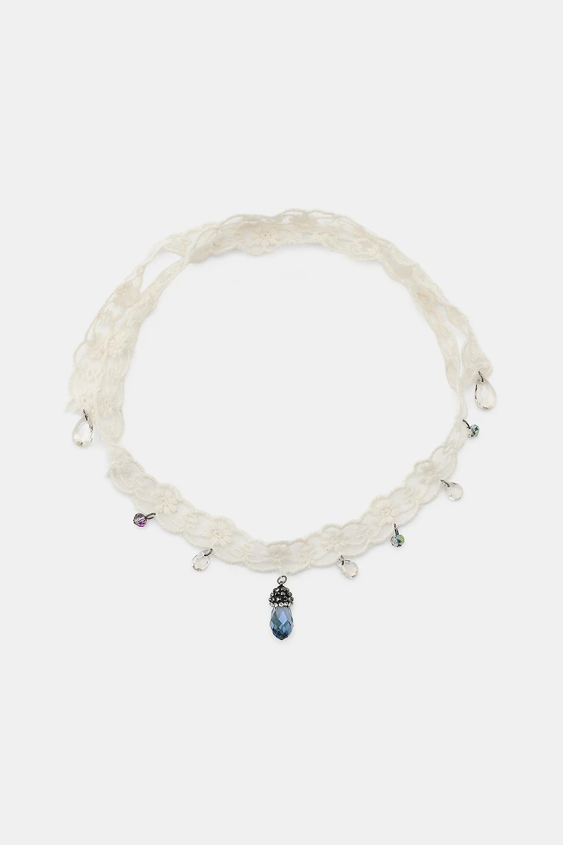 FABRIC JEWELED CHOKER