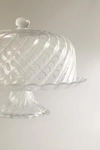 STRIPED GLASS CAKE DISH