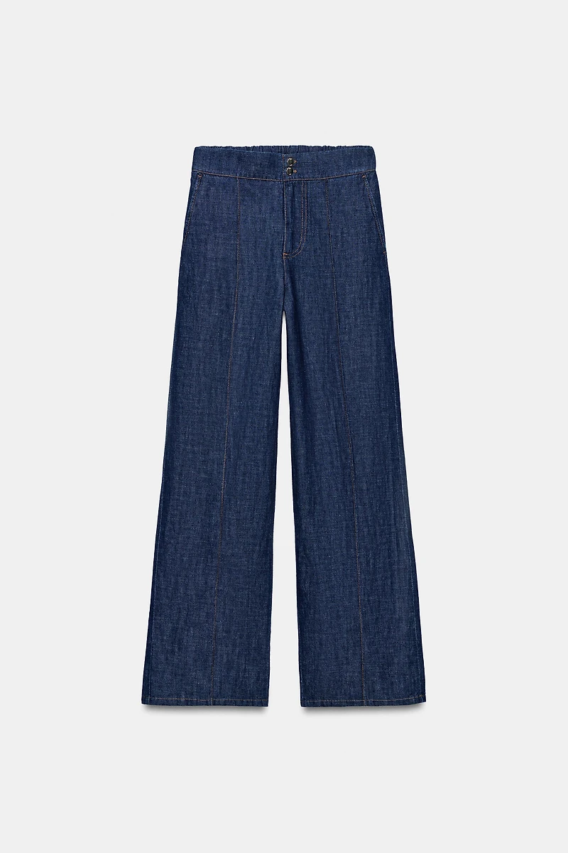 LINEN BLEND STRAIGHT LEG PANTS