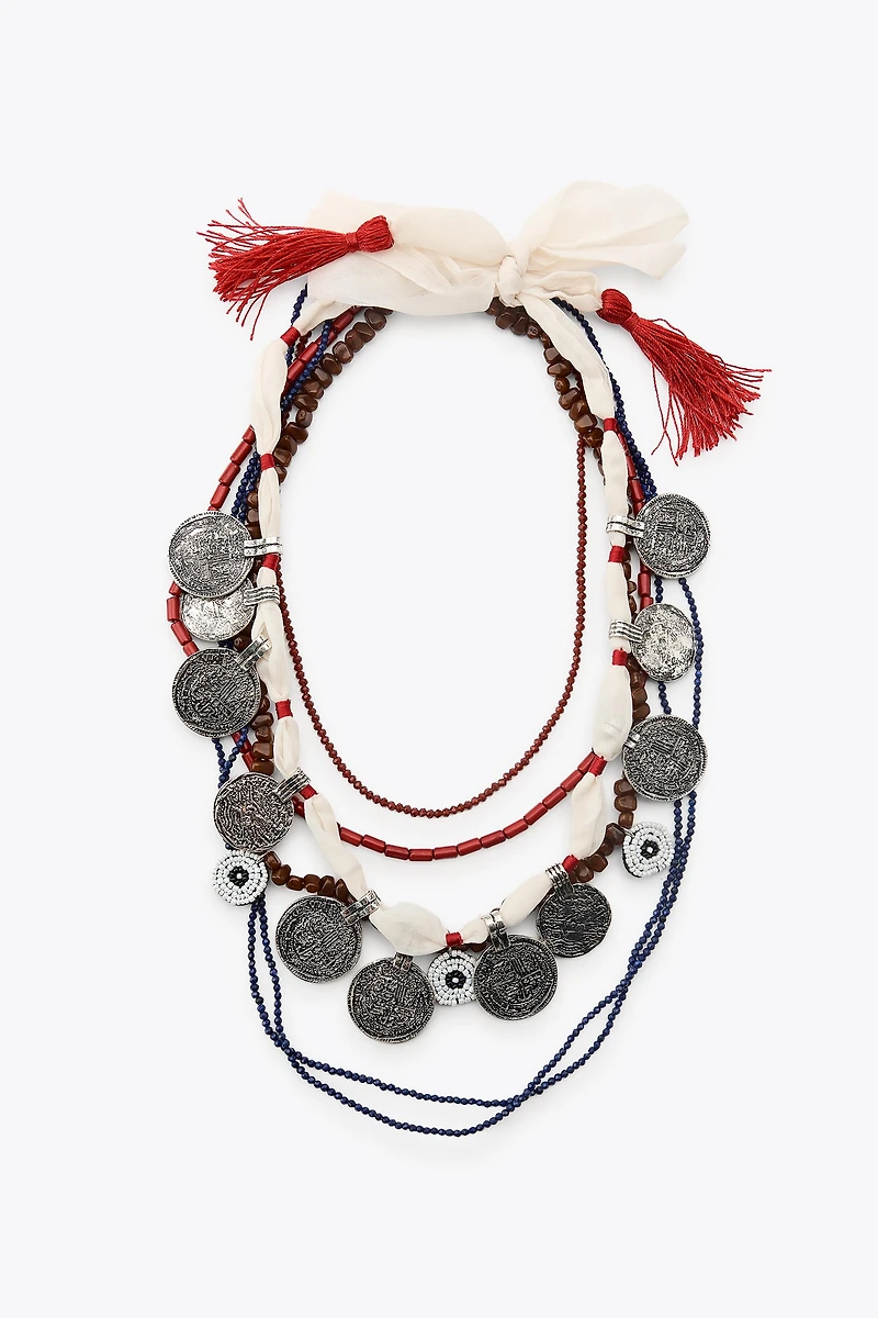 3-PACK OF BEADED MEDALLION NECKLACES