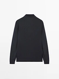 100% merino wool knit polo sweater