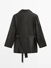 Nappa leather jacket with belt detail