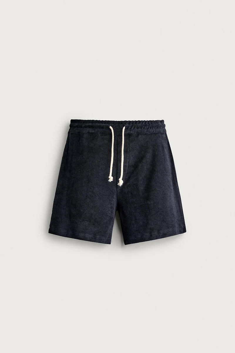 SHORT RELAXED FIT EN VELOURS BOUCLÉ
