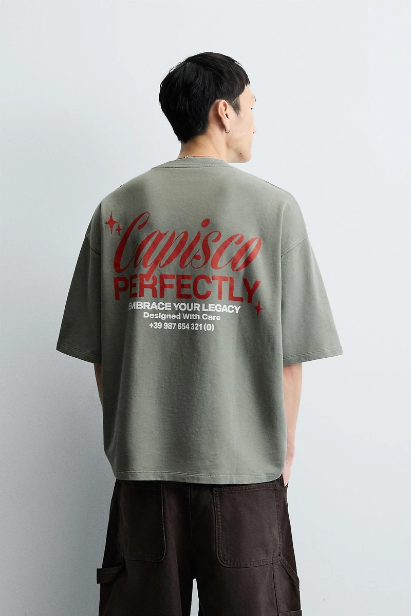WASHED PRINTED TEXT SWEATSHIRT