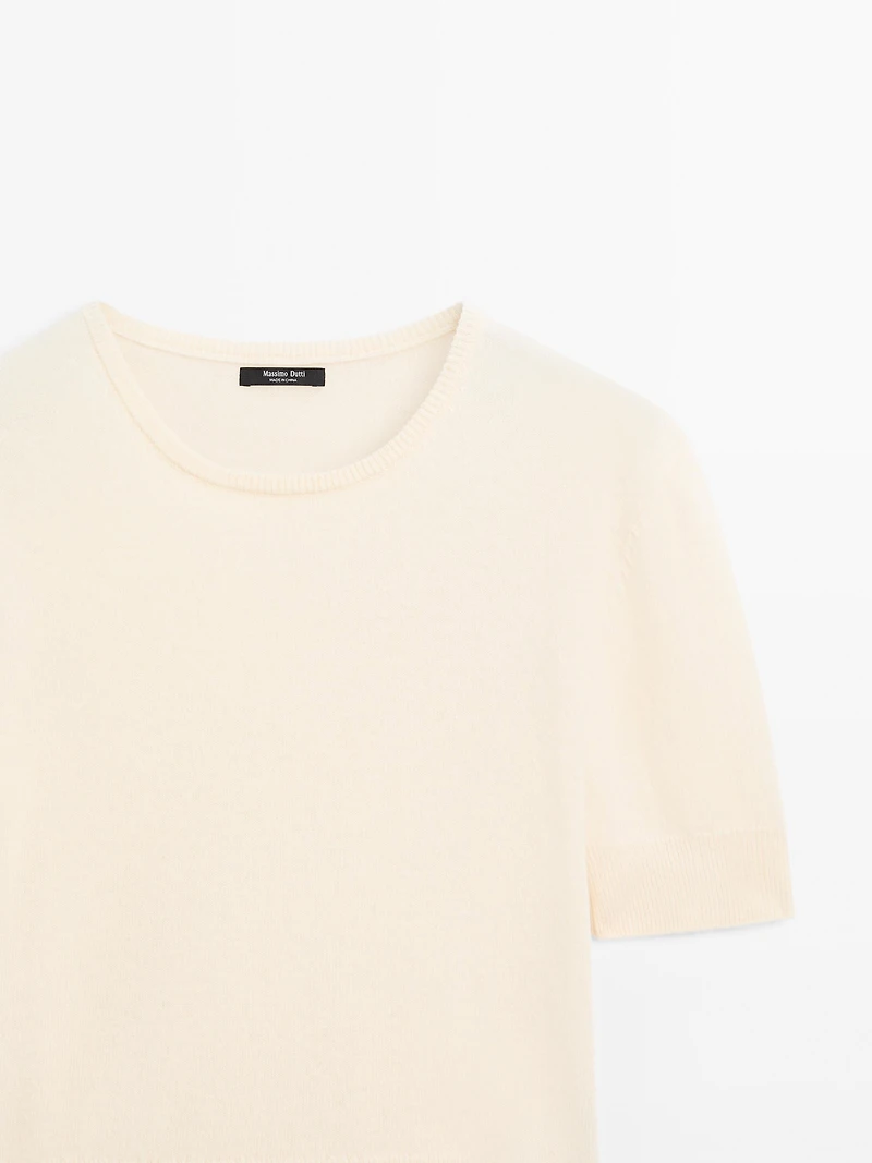 Pull à manches courtes en maille de laine mélangée