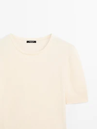 Pull à manches courtes en maille de laine mélangée