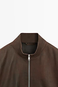 Napped suede leather jacket