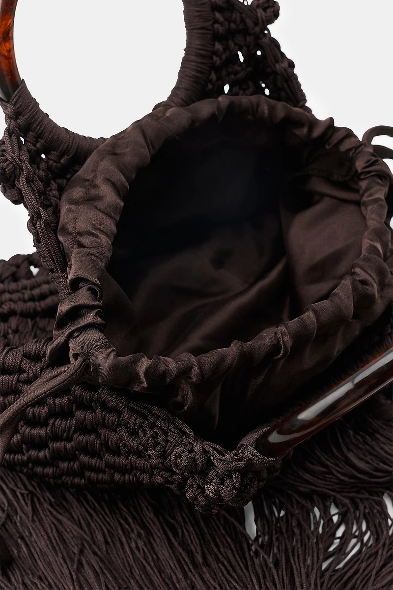 WOVEN KNOTTED FRINGE BAG