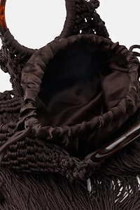 WOVEN KNOTTED FRINGE BAG