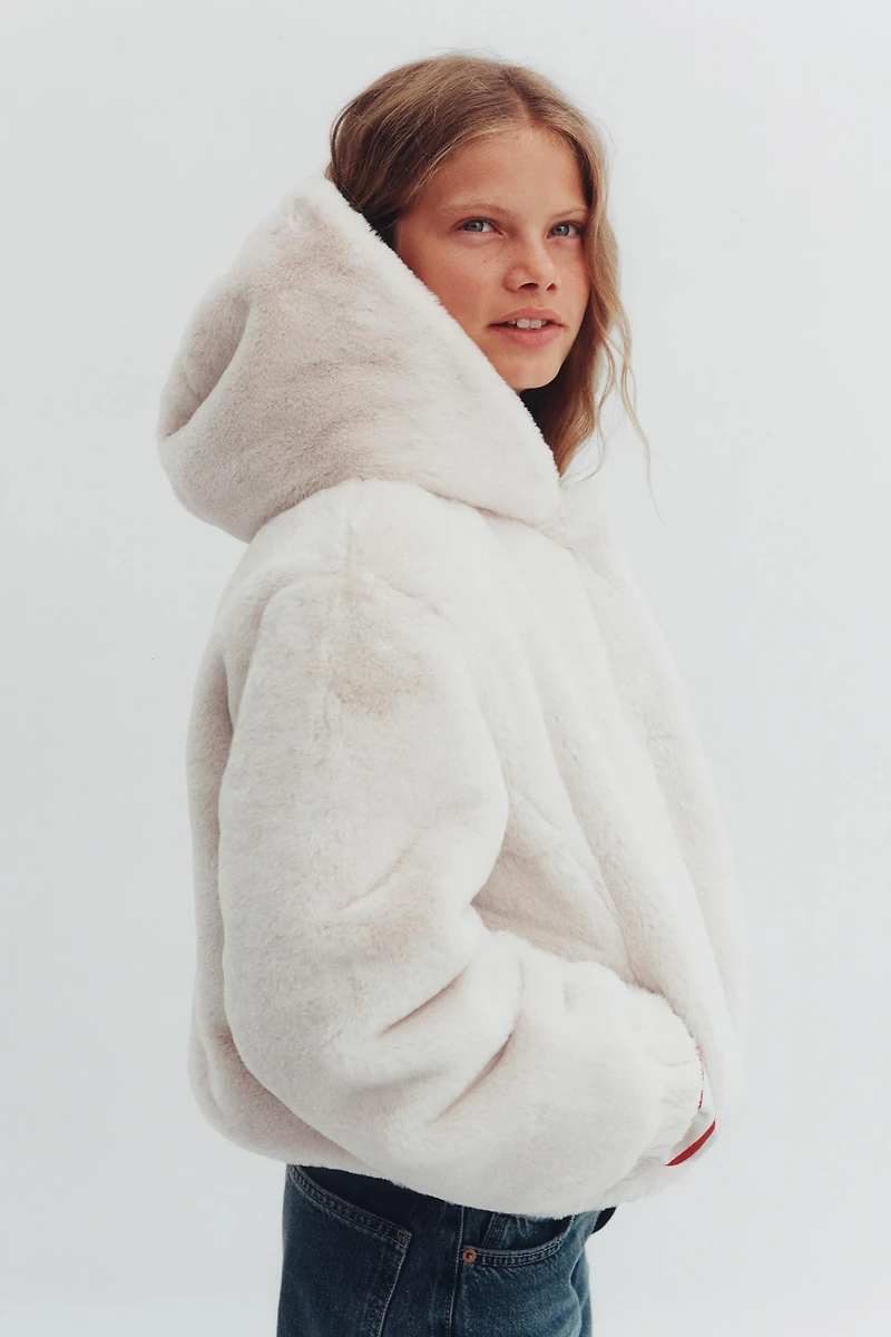 FAUX FUR HOODED JACKET