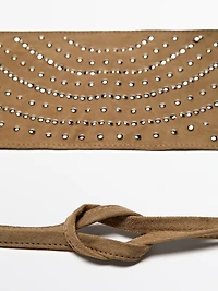 Studded split suede sash belt