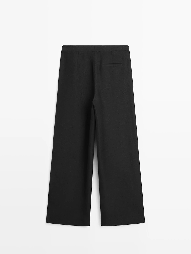 Flowing linen suit trousers