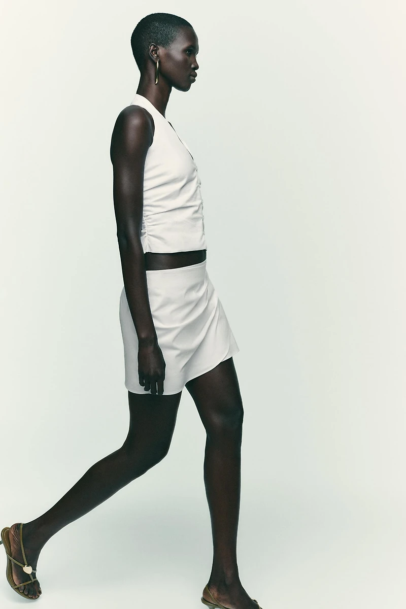 PLEATED WRAP SKORT
