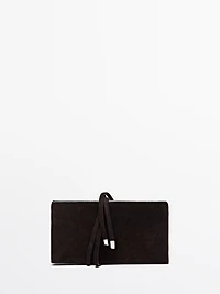 Split leather handbag