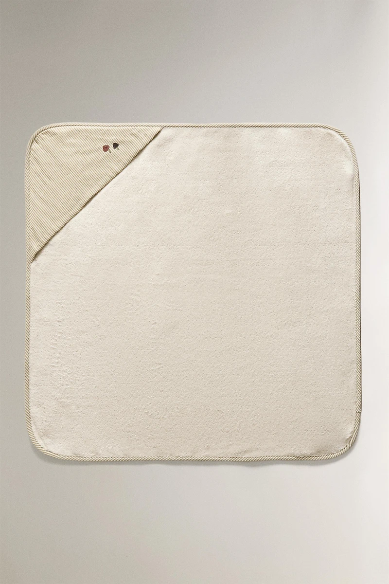 SERVIETTE DE BAIN CAPUCHE BÉBÉ GAZE RAYURES