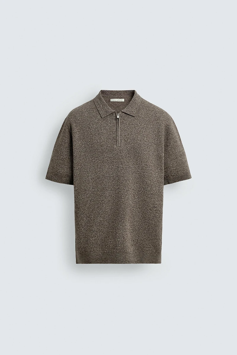 KNIT ZIP POLO SHIRT