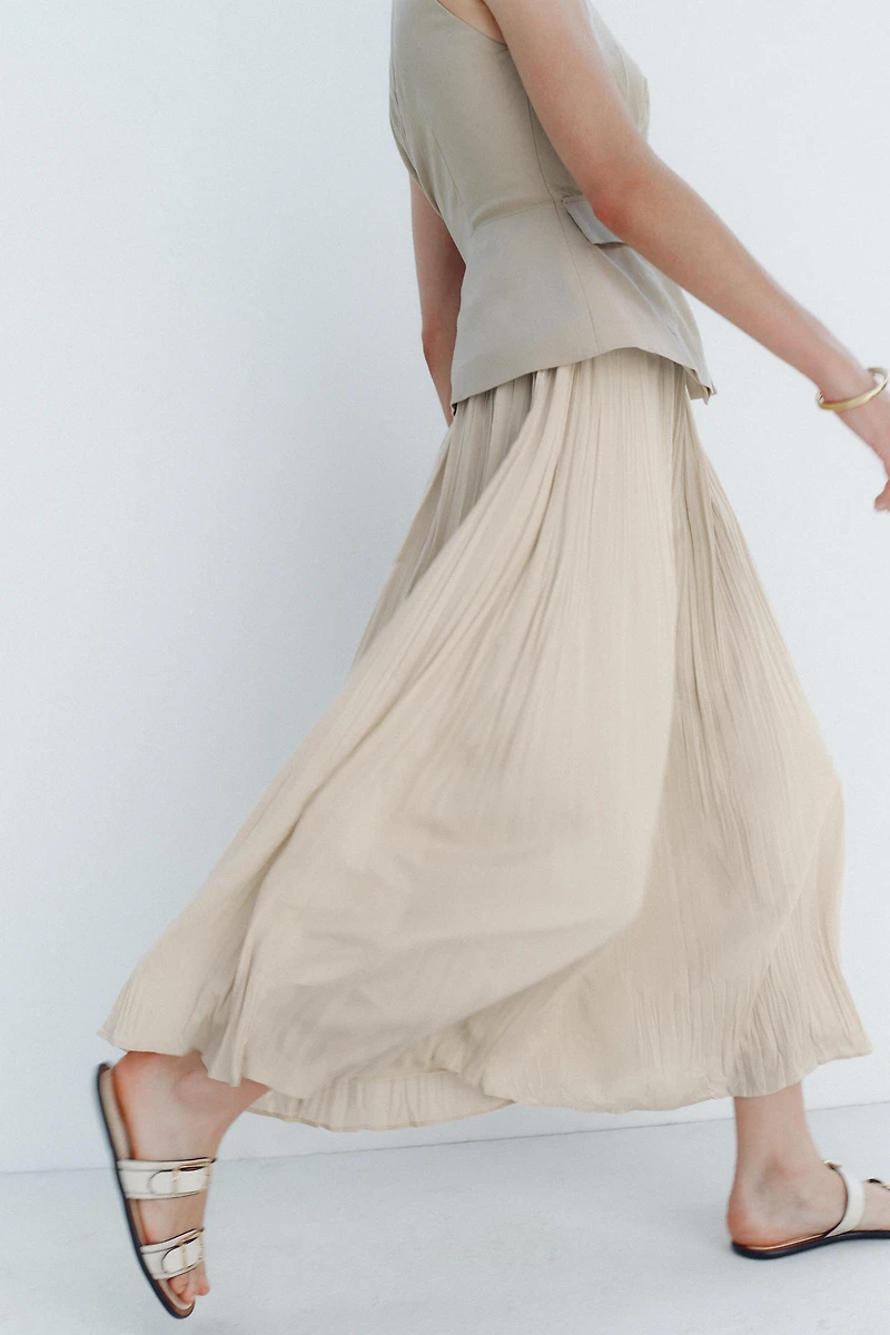PLEATED SKIRT MIDI WAISTCOAT DRESS