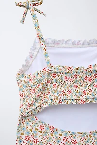 6-14 YEARS/ FLORAL HONEYCOMB SWIMSUIT
