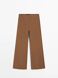 Flare fit cotton blend trousers
