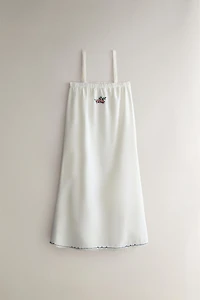 EMBROIDERED COTTON AND LINEN DRESS