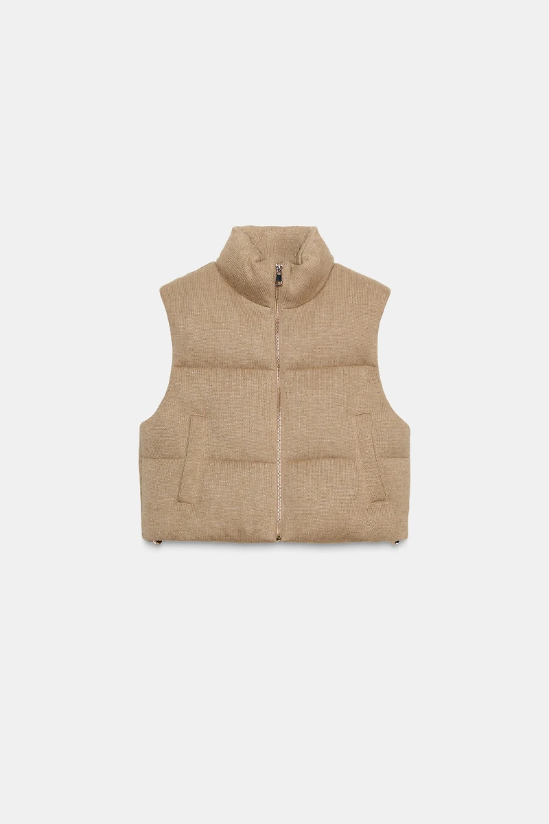 SHORT KNIT QUILTED VEST