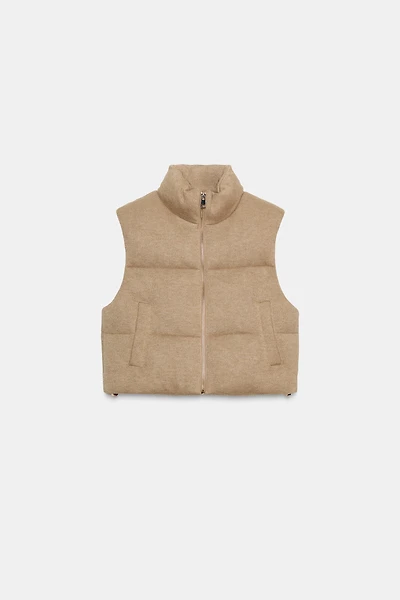 SHORT KNIT QUILTED VEST