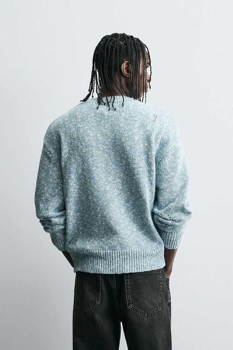 DISTRESSED TWISTED YARN CARDIGAN