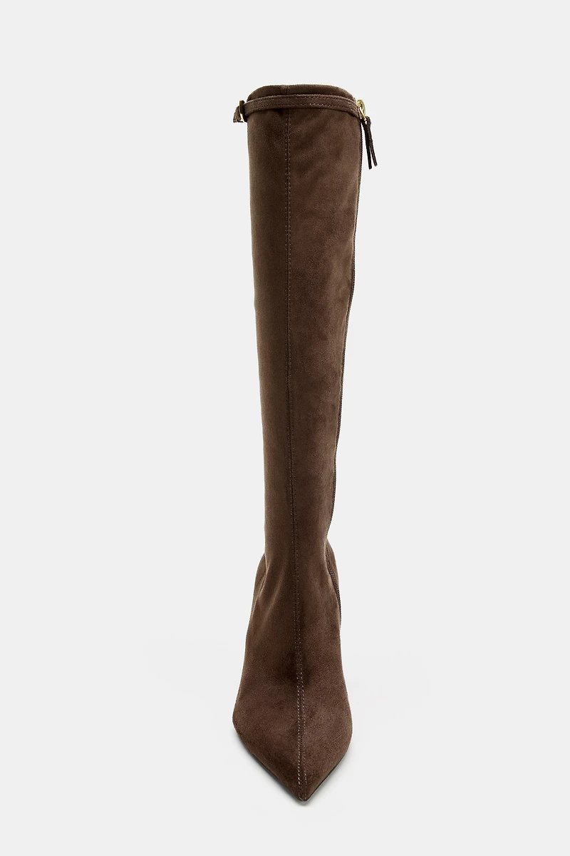 BUCKLED HEEL BOOTS