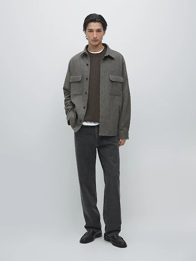 Wool blend overshirt with pockets