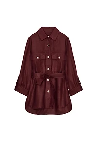 BELTED LINEN SAFARI JACKET
