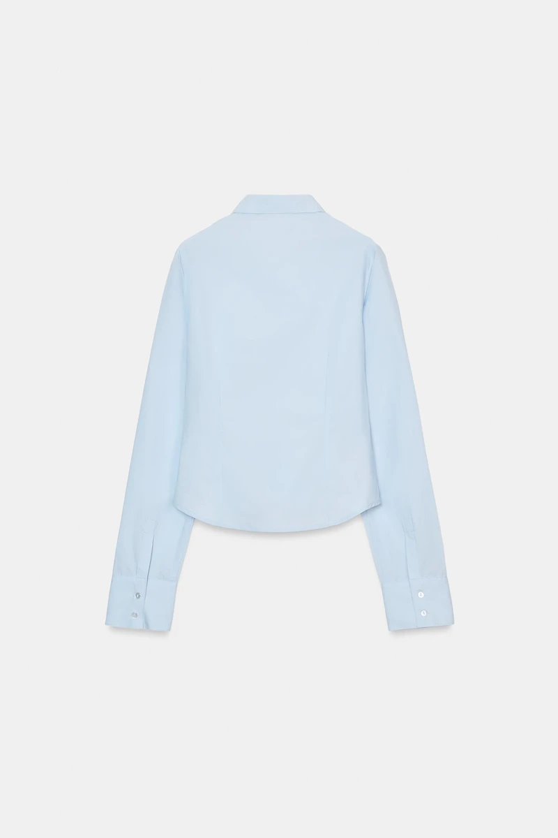 POPLIN SHIRT WITH ELASTICATED RUFFLES