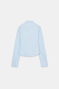POPLIN SHIRT WITH ELASTICATED RUFFLES