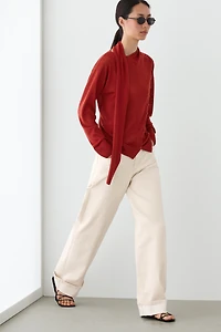 Cardigan with buttoned scarf detail