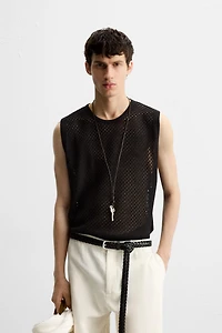 GILET EN MAILLE AJOURÉE