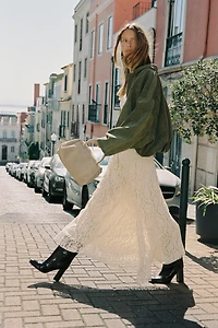 JUPE MI-LONGUE CEINTURE CHAÎNE